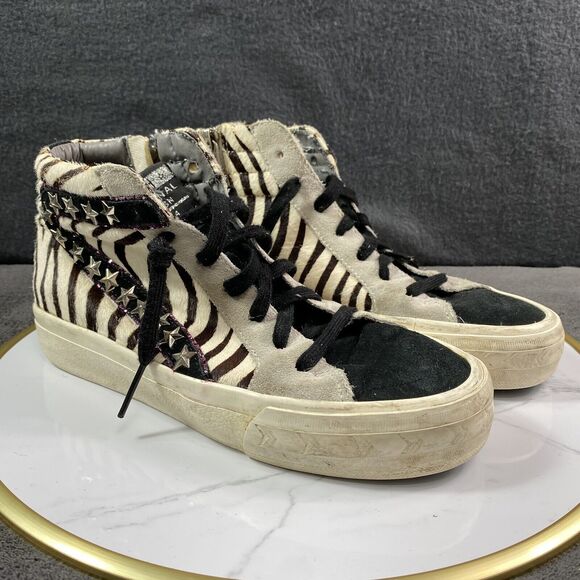 Vintage Havana Shoes - Vintage Havana High Top Gladice Zebra Stud Pink Sneakers Women’s 8 Zipper LaceUp